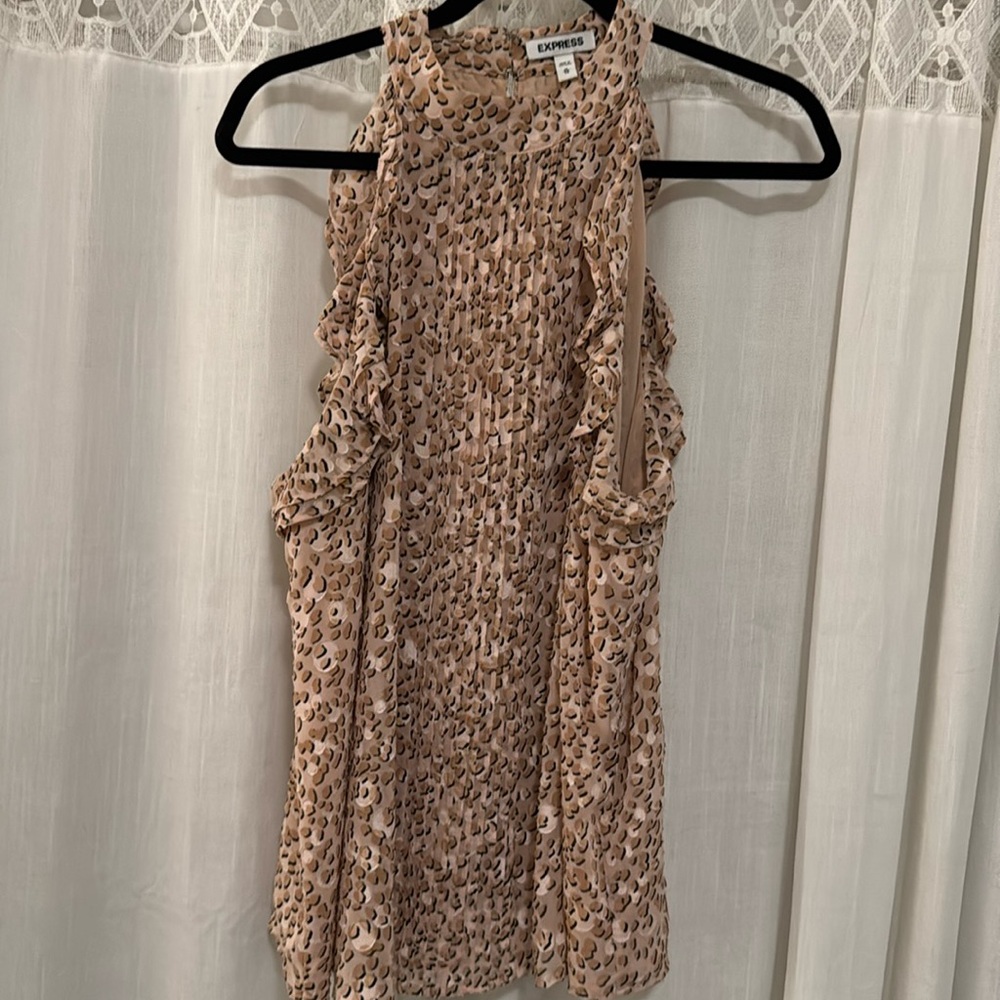 Express leopard print sheer sleeveless top
